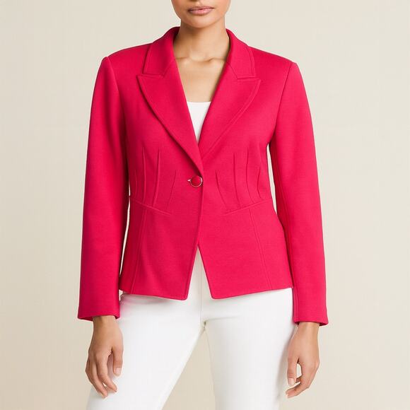 St. John Fuchsia Tailored Single Button Wool Blend Blazer Size 6 - Picture 1 of 6
